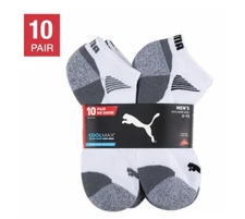 Puma Men's No Show Low Cut Socks, 10 Pair White Or Black Select Size