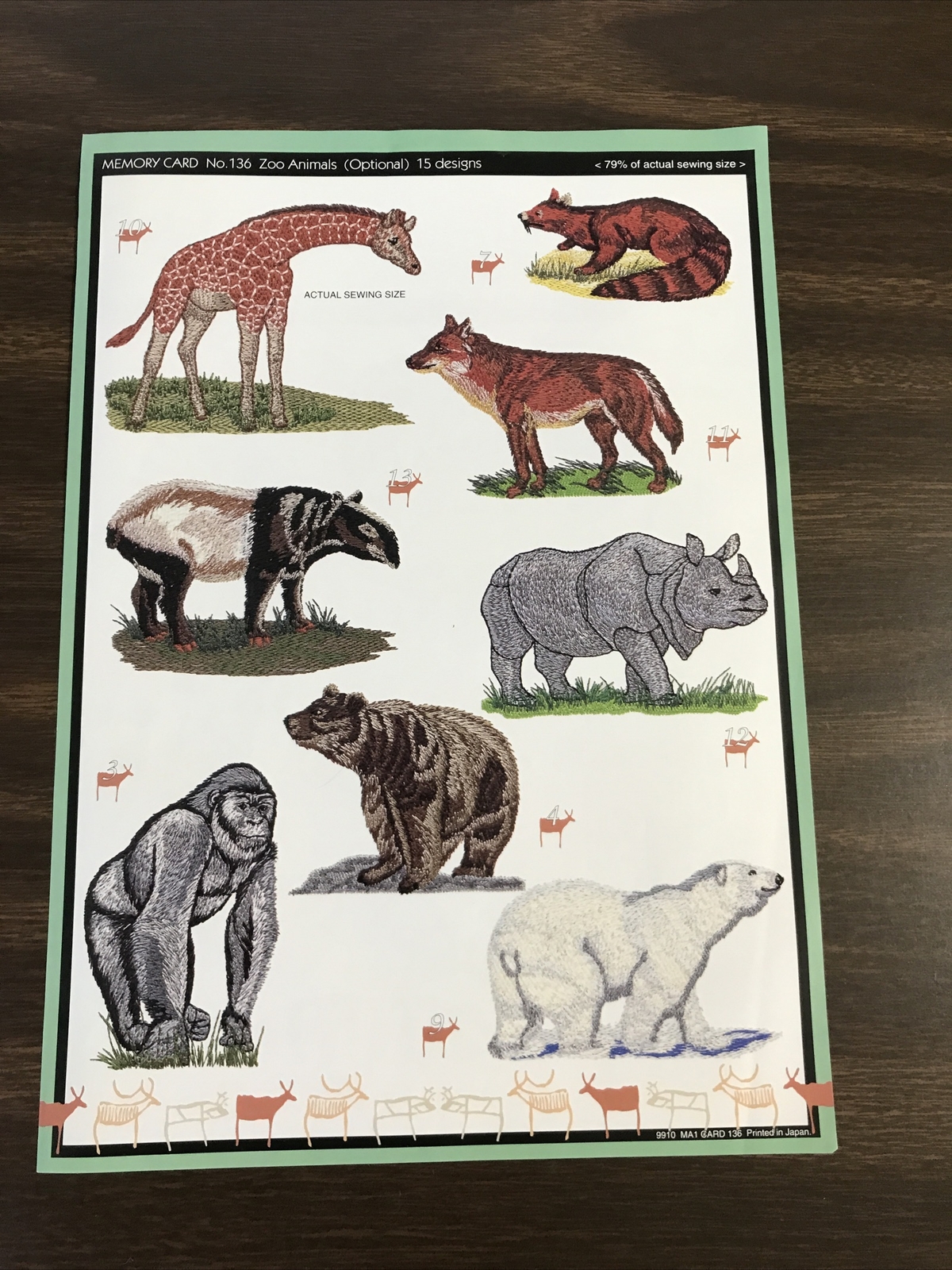 Janome Embroidery Card 136 (Zoo Animals Designs) with Templates k103 eBay