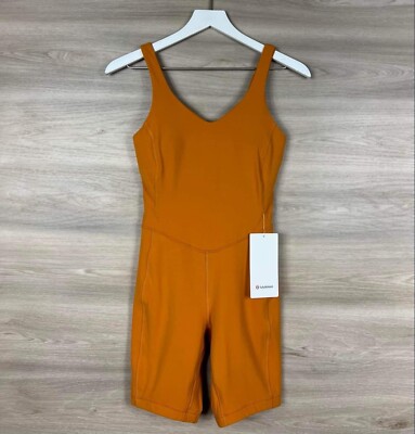Lululemon Align Bodysuit Short 8'' Size 6 B/C Cup    Autumn Orange AUTO 81489