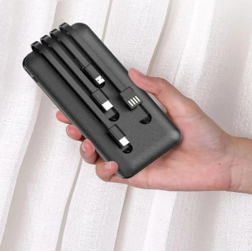 POWER BANK BATTERIA PORTATILE 10000MAH CAVI INCORPORATI UNIVERSALE LED RICARICA - Foto 2 di 12