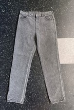 Vintage Acid Washed Jeans Size 33 x 32 Black Faded Made In USA Lee