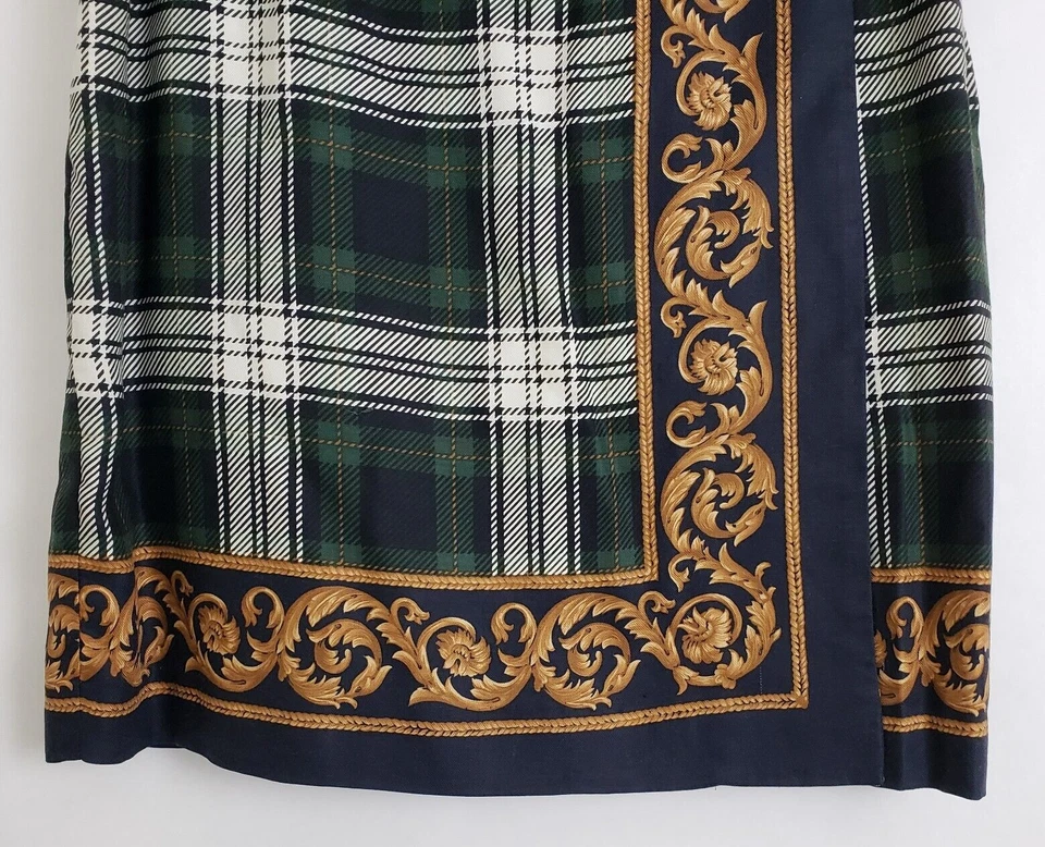 Falda vintage para mujer Brooks Brothers tartán a cuadros estilo envolvente forro talla 14 EE. UU. Foto 4 de 4