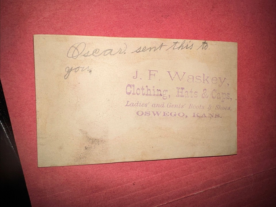 J. W. Waskey Trade CardJohn Kelly Fine Shoes, Oswego, KS. W279 eBay