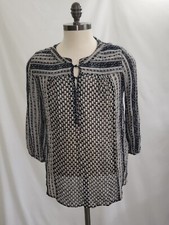 Blusa donna Lucky Brand taglia media nera bianca biege manica lunga con bottoni