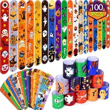 Halloween Slap Bracelets for Kids, 100 Halloween Bracelet Toys Bulk For Kids ...