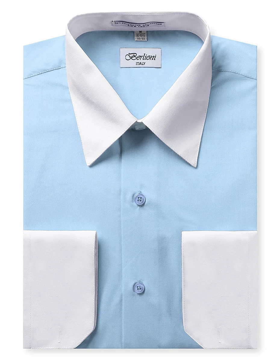 blue linen sleeveless dress HENRY SARTORIAL White Collar Single Cuff Shirt BABY BLUE main image 0