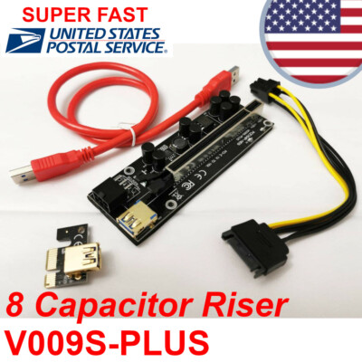GPU Crypto Riser V009S-PLUS PCE164p-N09 PCI-E 1X TO 16X ADAPTER MINING USA
