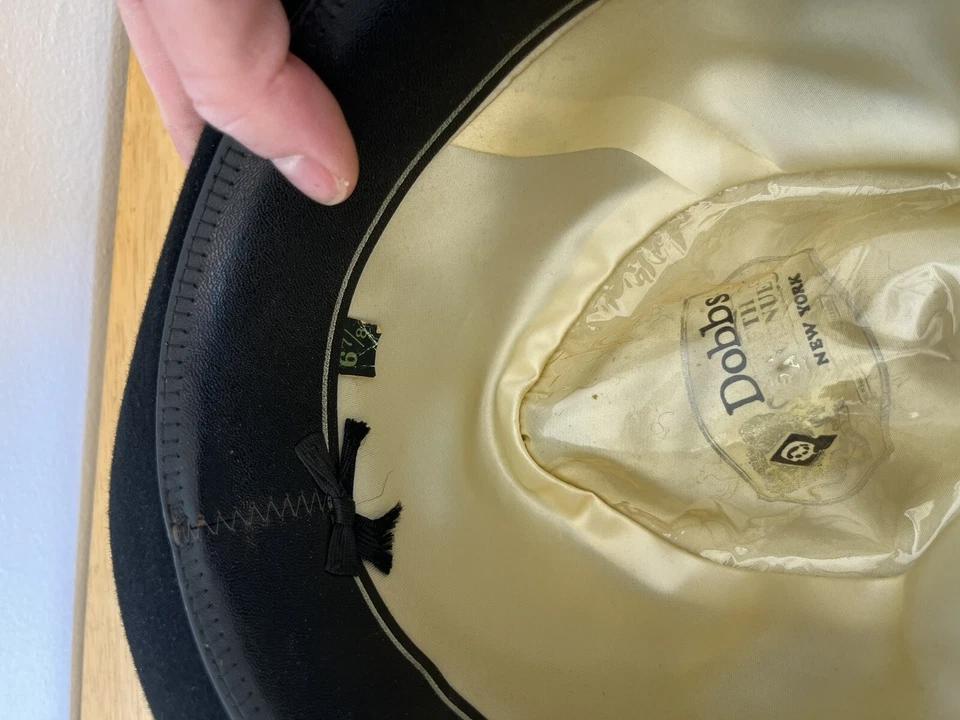 Fedora de fieltro de piel negra Dobbs Hunter Mountain adulto talla 6 7/8 Foto 4 de 4