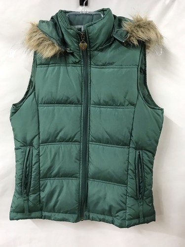 Maurices Green Fur Hooded Puffer Vest 