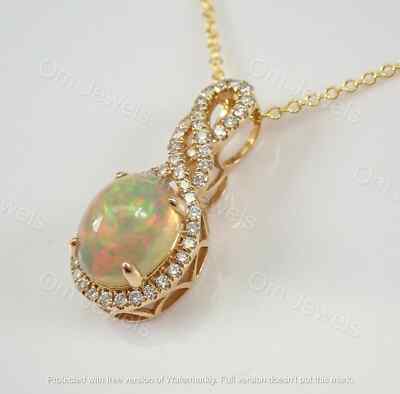 3Ct Lab Created Fire Opal Twisted Pendant 14K Yellow Gold Finish