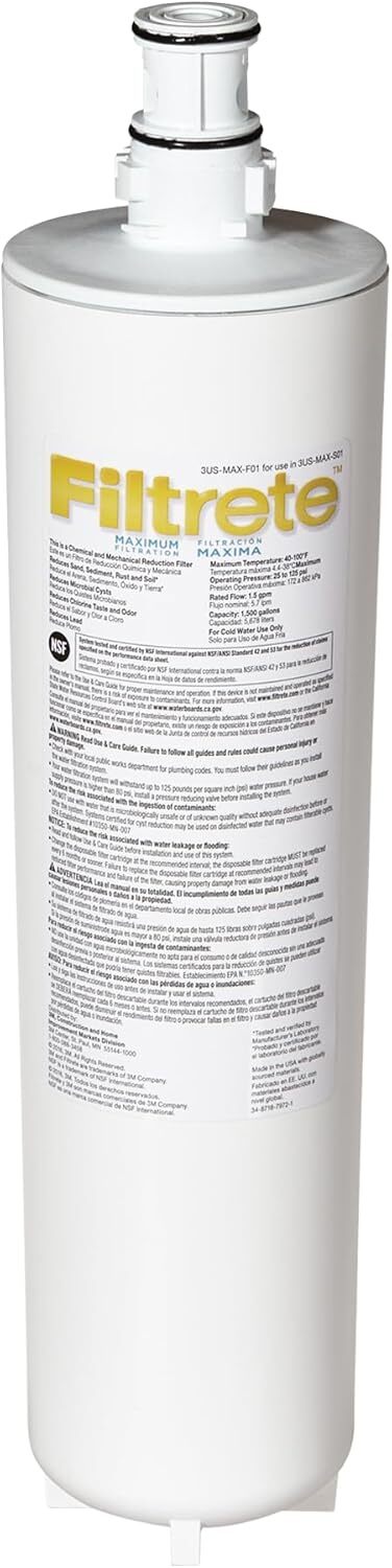Filtrete Maximum Under Sink Quick Change Water Filtration Replacement Filter 3US