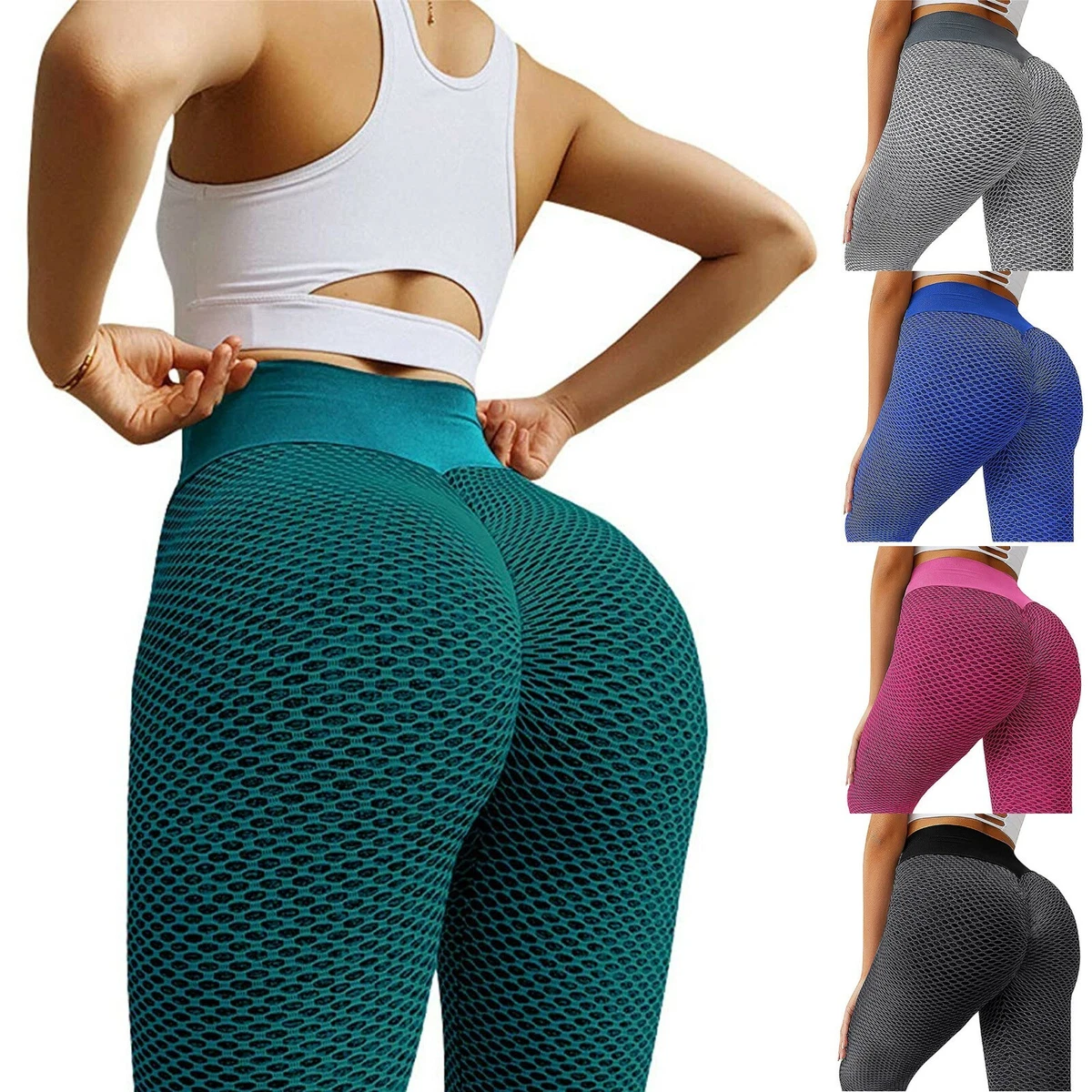 Women High Waist TikTok Leggings Ruched Anti Cellulite Yoga Pants