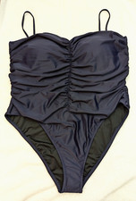 J.Crew sz 22 Ruched sweetheart one-piece Swimsuit navy blue 0306