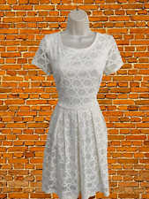 M&S COLLECTION SIZE UK 12 CREAM LACE OVERLAY SHORT SLEEVE DRESS FIT & FLARE 