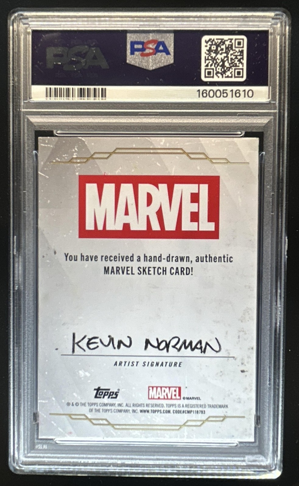 2025-26 Topps Marvel Hawkeye Silver Sketch Kevin Norman Auto #1/1 PSA 8 view 2