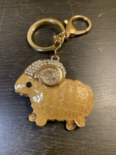 Sheep Moveable Keychain Bejeweled Rhinestone Purse Jewelry Bling Clip Key Ring