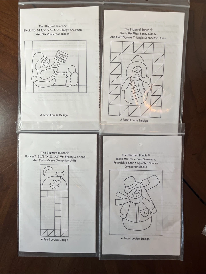 Blizzard Bunch Block of the Month 12 Patterns Pearl Louise 57"x57" Snowman Quilt - Image 4 of 4