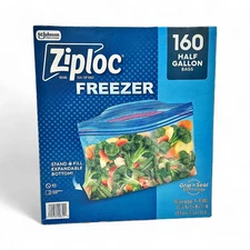Ziploc Seal Top Freezer Bags w Expandable Bottom - Half Gallon 160-Count