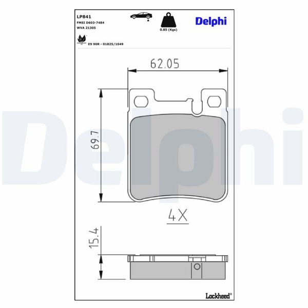 Bremsbelagsatz Scheibenbremse Delphi LP841 FüR Mercedes Chrysler R129 W202 C124-image