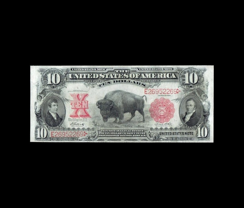 INCREDIBLE 1901 $10 LEGAL TENDER BISON SUPERB EXTRA FINE CONDITION