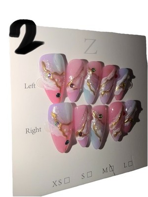 Press On Nails Pink Blue Purple Glitter