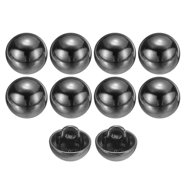 10 StüCk MetallknöPfe Zum NäHen,Rund,10Mm,Einzelloch,Zum Basteln,Diy,Schwarz-image