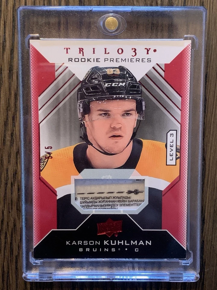 2019-20 UD Trilogy - Karson Kuhlman #119 Rookie Premieres Level 3 Tag Relic /5 - Image 3 of 4