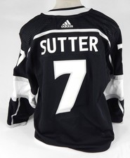 2020-21 Los Angeles Kings Brett Sutter #7 Game Issued Black Jersey PS TC 56 6