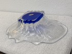 Badash crystal glass vintage centerpiece bowl clear and cobalt blue — photo 2