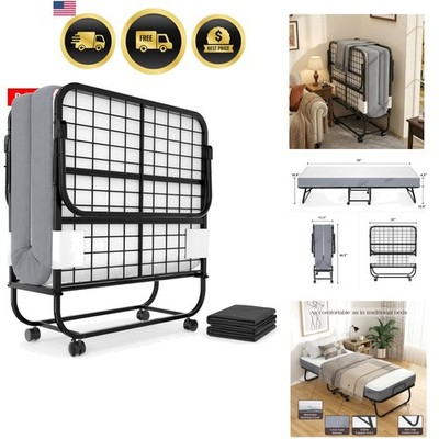 Rollaway Bed with Mattress for Adults, Folding Bed with Memory Foam Mattress ...