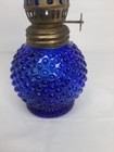 Vintage Miniature Cobalt Blue Hobnail Glass Oil Lamp 8” — photo 5