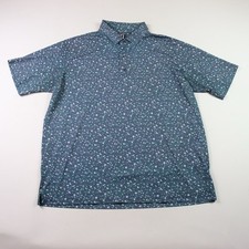FootJoy Men's XL Athletic Fit Blue Geometric Print Short Sleeve Polo
