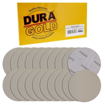Dura-Gold 6'' Wet or Dry Sanding Discs - 3000 Grit (Box of 20) - Hook & Loop Back