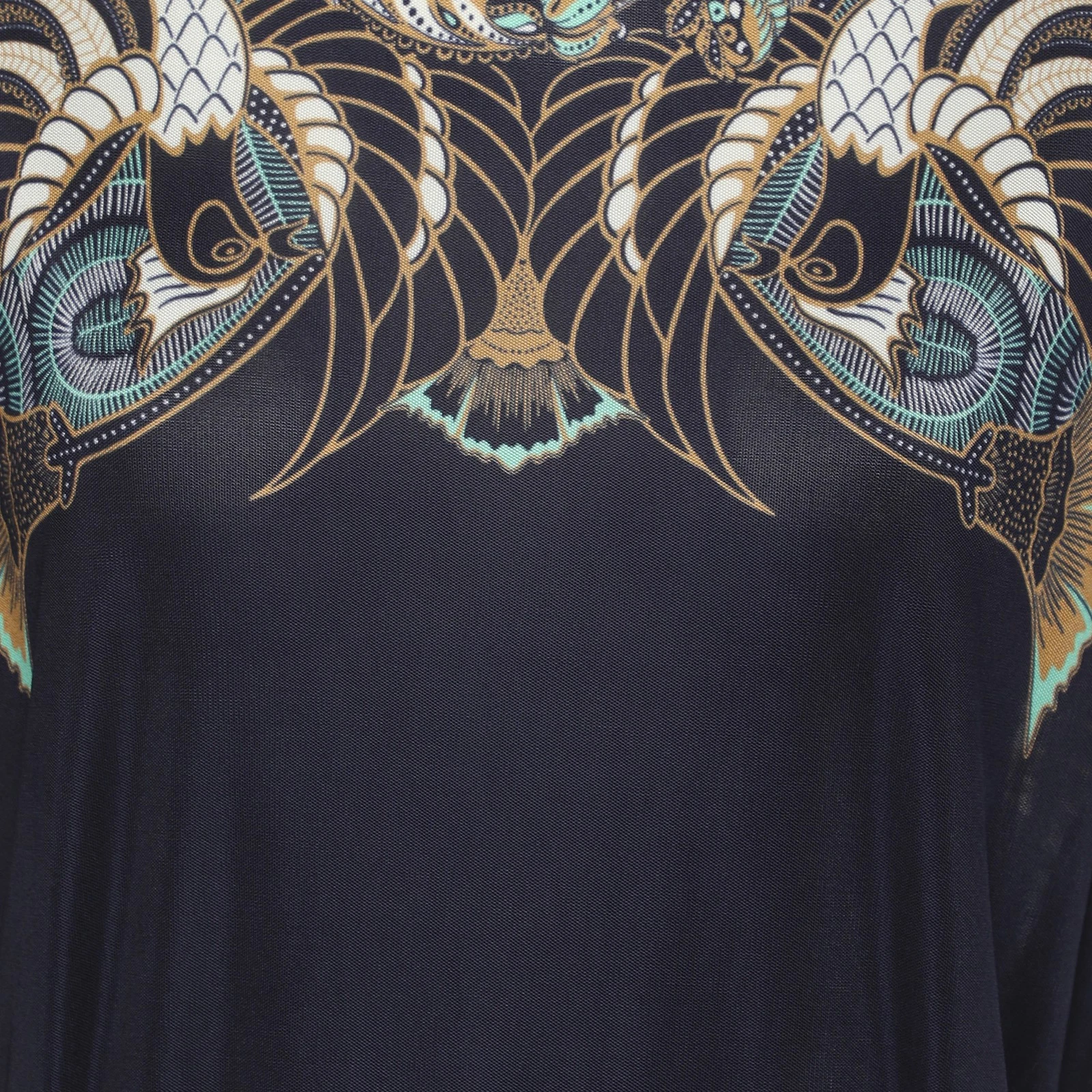 Versace Collezione Mini Abito Blu Stampato Jersey Cintura M