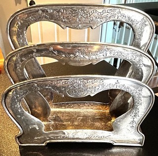 Gorham Sterling Silver Tiered Letter or Mail Holder: 5 1/4 in height; 179g