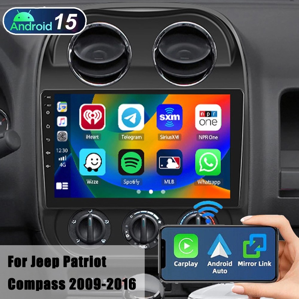 10.1" Android 15 Carplay Car Stereo Radio GPS For Jeep Compass Patriot 2009-2016