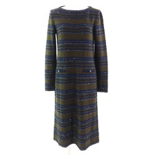 CHANEL one piece COCO Button Sequin Border Pattern cashmere 38 P62936