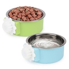 Crate Dog Bowl,Removable Stainless Steel Kennel Water Hanging Food  Water Fe...