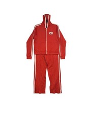 American Eagle Red Tracksuit With Hoodie Pants Athletic Stripe L/M