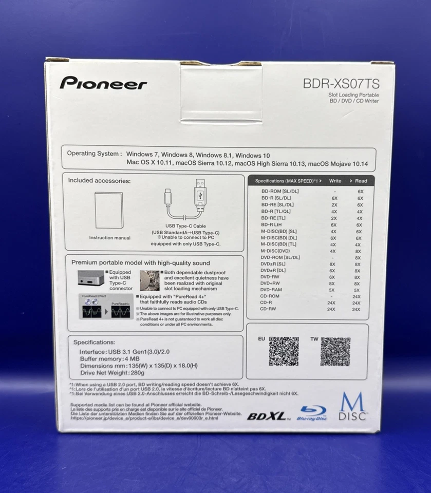 Pioneer BDR-XS07TS External Slim Portable Blu-ray Burner Excellent Condition - image 2 of 4