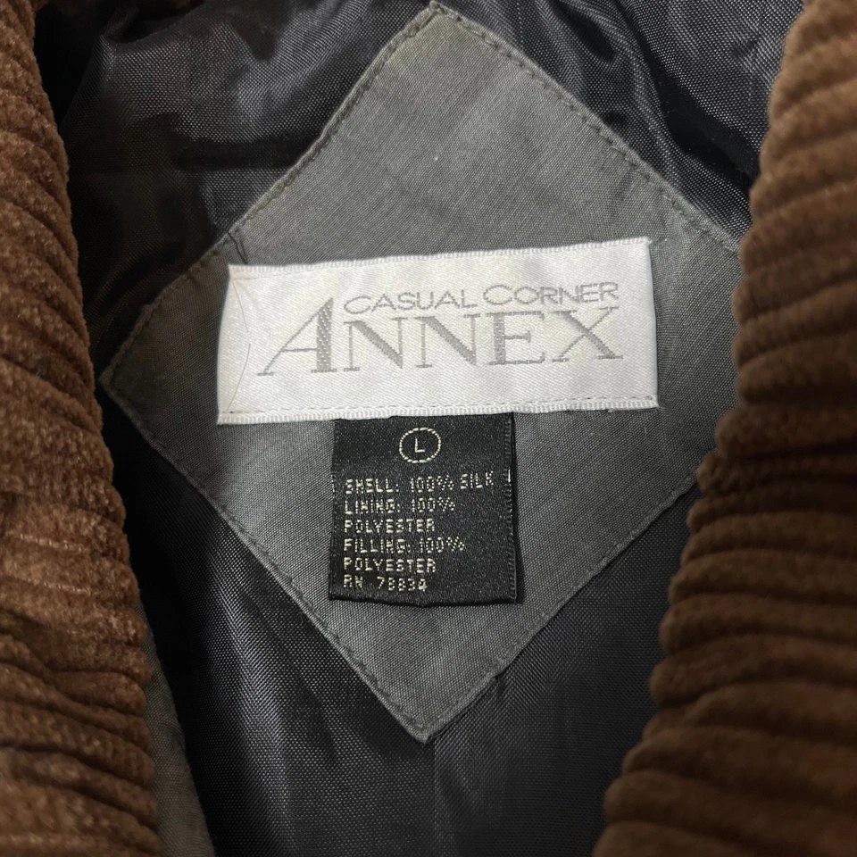 Abrigo de Granero Acolchado Gris Vintage Marrón Pana Cuello Preppy Ecuestre Talla Grande Foto 3 de 4