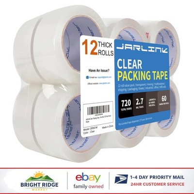 Efficient Packaging Solution - 12 Rolls of Clear Packing Tape, 2160 Feet Total