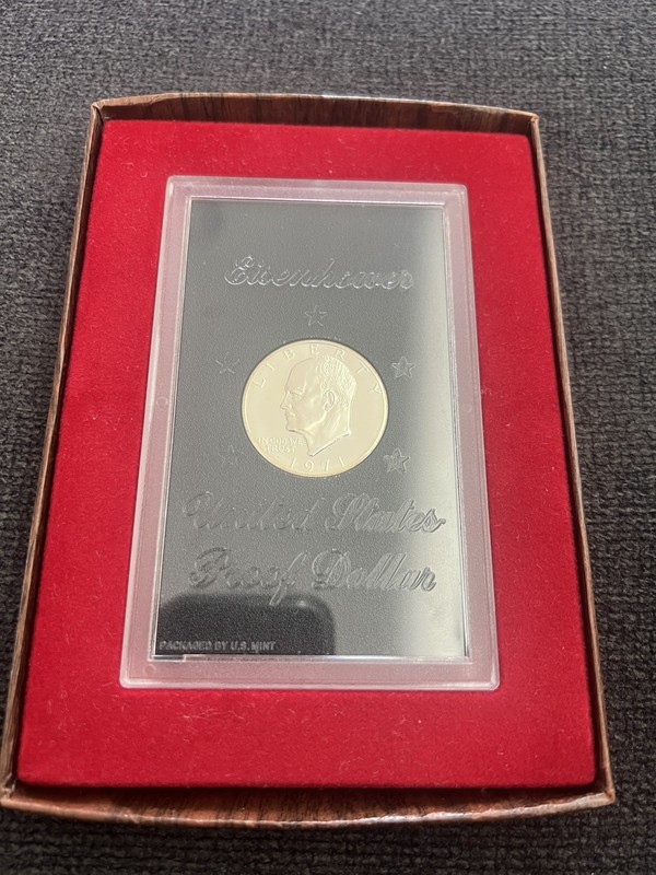 1971-S PROOF Eisenhower Silver Dollar in Original US Mint Holder with Brown Box
