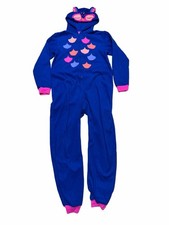 Cat  Jack Girls XL 14/16 Blue Owl Hooded Fleece One Piece Pajamas Sleeper
