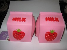 SET OF 2  JUMBO SQUISHY  STRAWBERRY MILK  TOY  STRESS RELIEVER  SQUEEZE