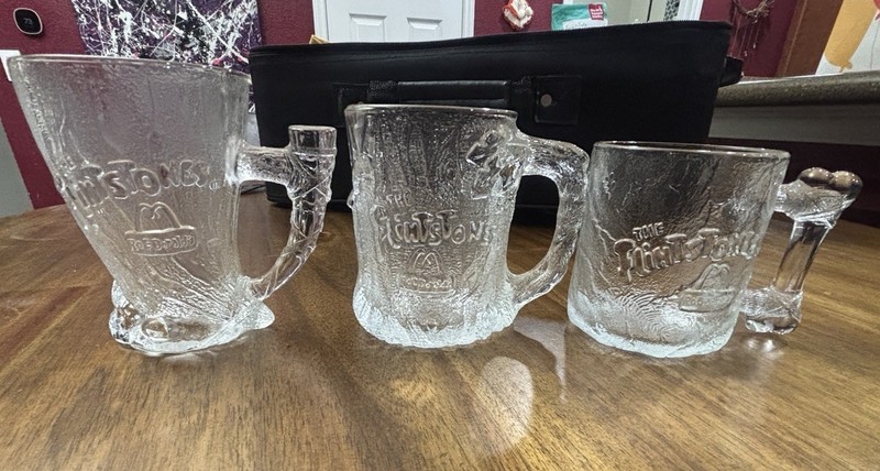 McDonald’s The Flinstones Glasses Made In France Dated 1993 Set Of 3 No Damage