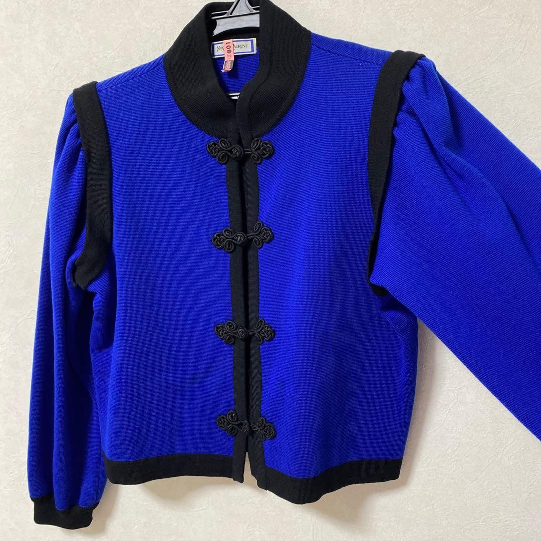 Saint Laurent Vintage Wool Knit China Jacket Bicolor W50cm L49cm Sleeve54cm thumbnail 11