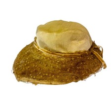 Vintage Velvet Trim Women’s Hat Size 22 Yellow & Rust Tones Leaf Design Retro St Yellow Velvet Vintage Hats for Women for sale | eBay main image 2