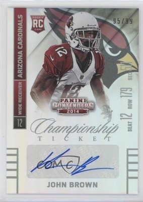 2014 Panini Contenders Championship Ticket 95/99 John Brown Rookie Auto RC 0o9