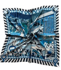 35"x35"Horse Station Print Pure Mulberry Twill Silk 14momme Scarf 88x88cm 6133